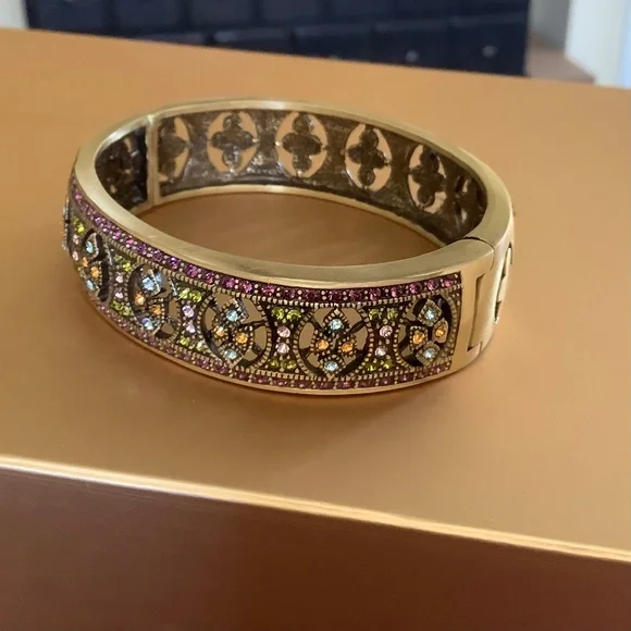 Heidi Daus Mosaic Masterpiece Crystal Bangle Bracelet SZ S/M